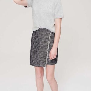 NWT LOFT faux-wrap tweed skirt